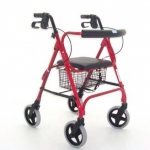 Folding Lightweight Aluminium Rollator Burgundy